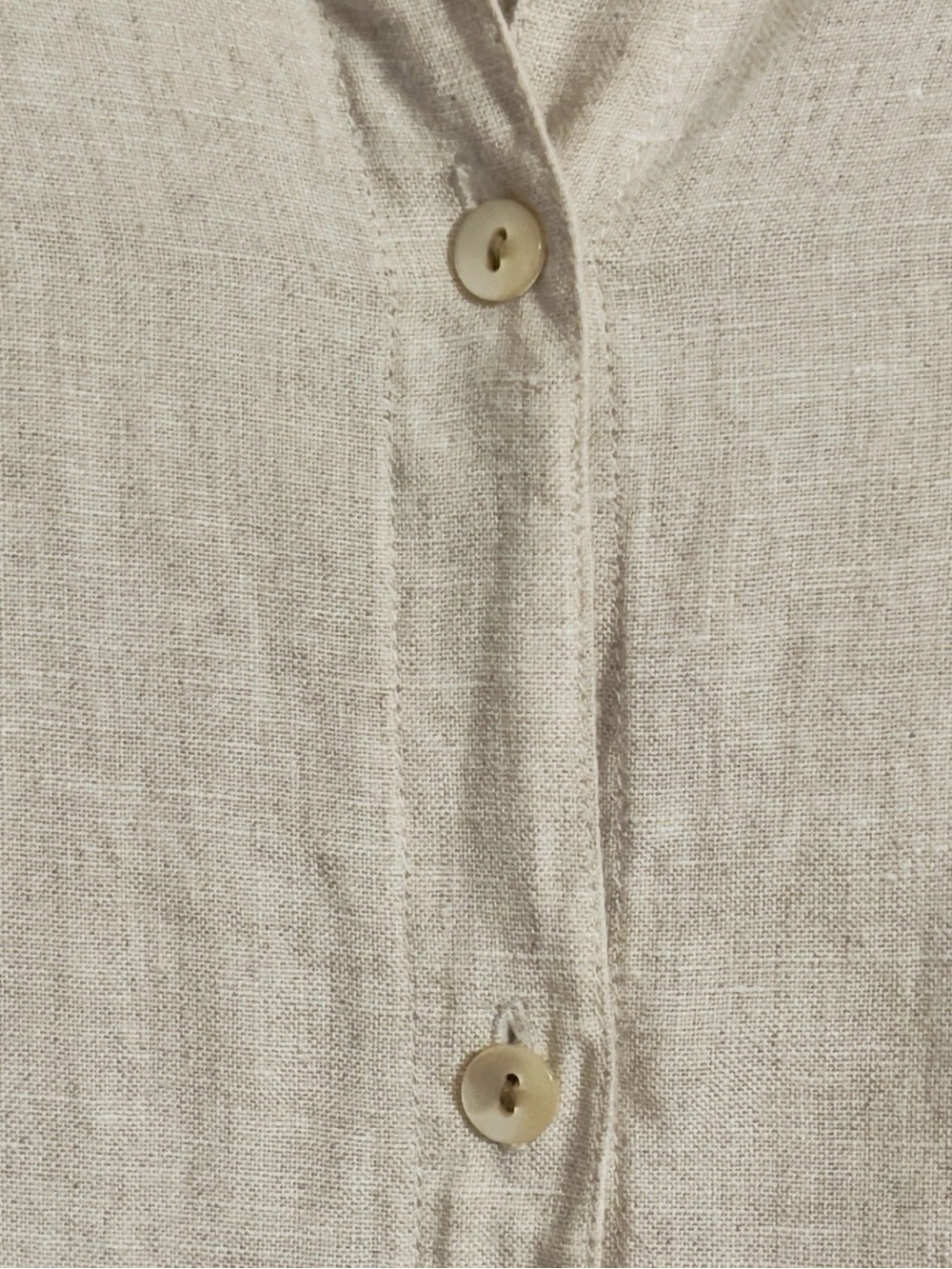Liz Claiborne Boxy Linen Top Sz L Beige Knot Sleeve Coastal Lagenlook Minimalist - Picture 4 of 12